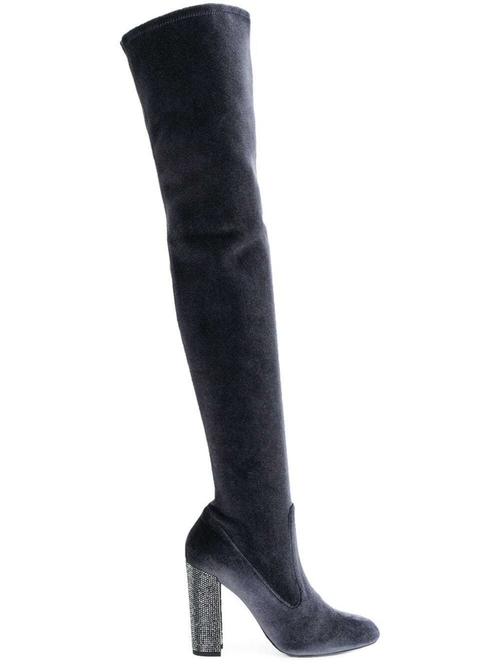 RENE CAOVILLA Swarovski Crystals Over Knee Velvet Boots 39